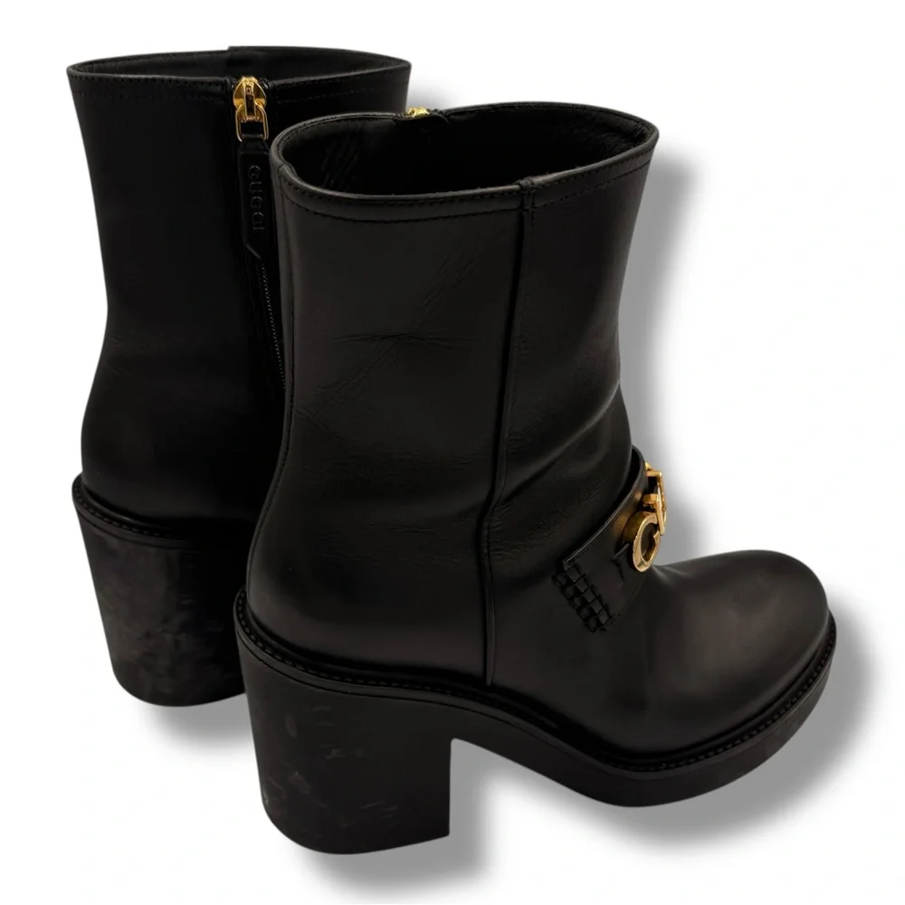 Gucci Logo Ankle Boots Black Leather – EU 37 - Picture 5 of 16